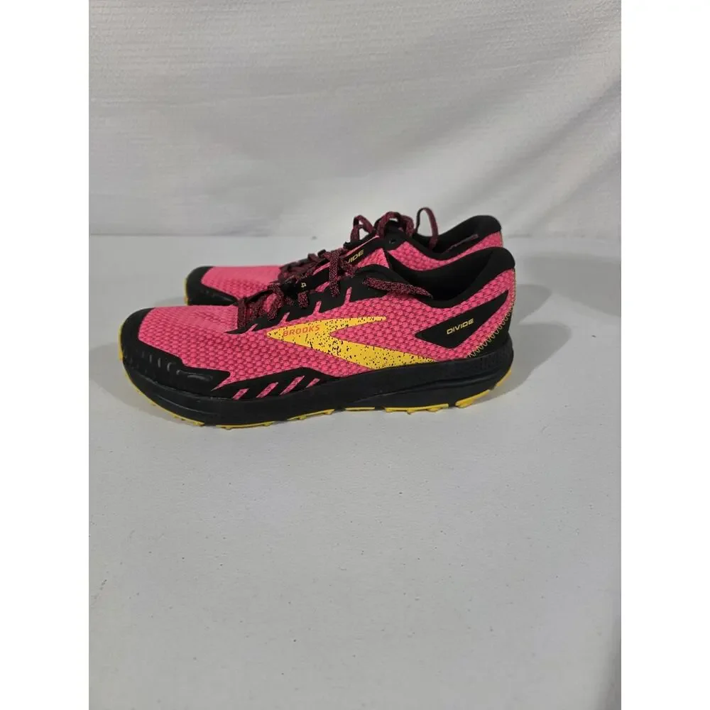 Brooks Divide 4 Shoes Womens Size 12 Pink Black Yellow Trail Running Sneakers